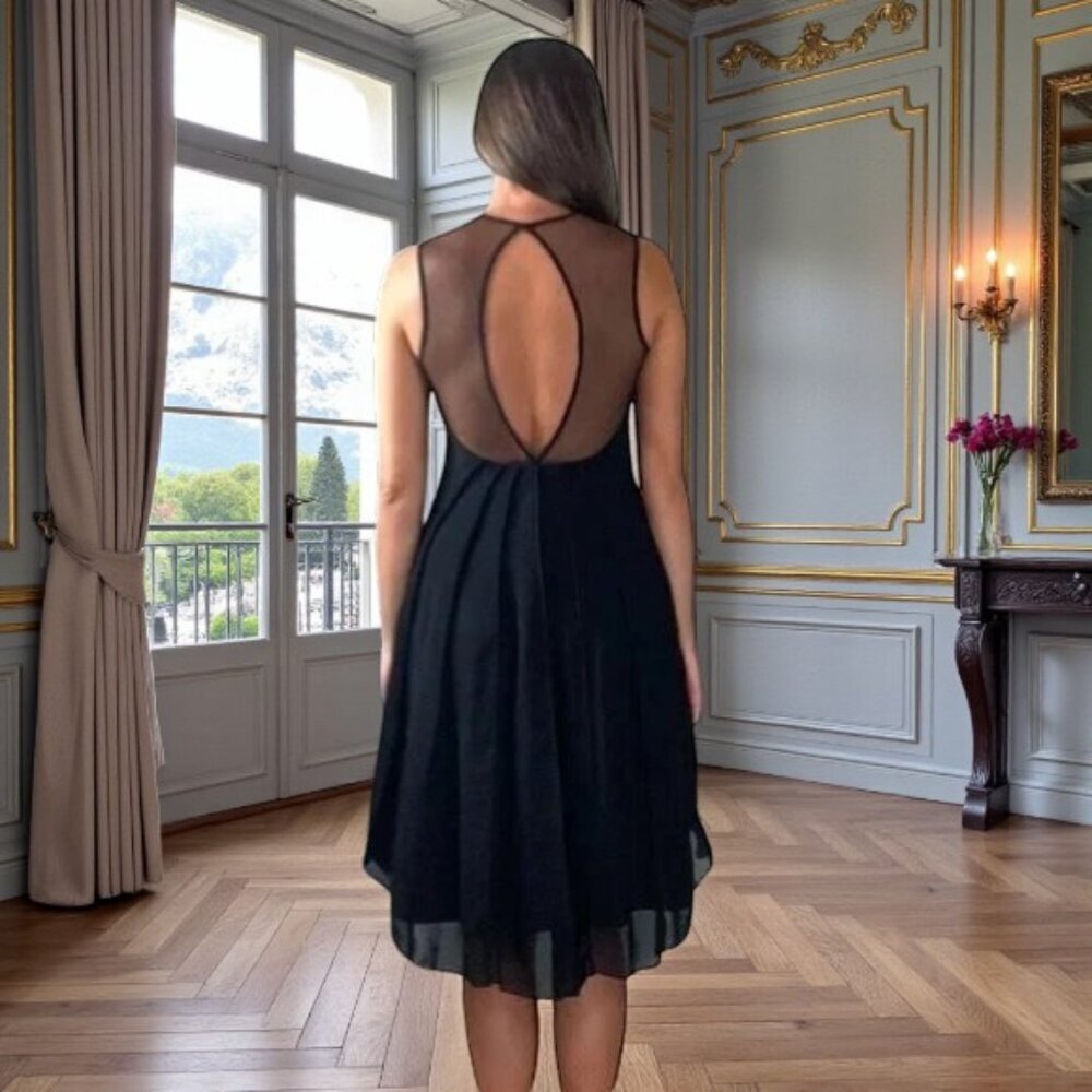 DRESS THE POPULATION 'JADE' ILLUSION YOKE CHIFFON HIGH LOW DRESS - Picture 4 of 12